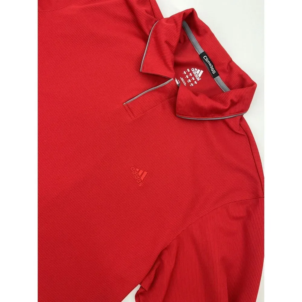 adidas clima 365 Men's Large Red Long Sleeve Pull Over Shirt Button L‎